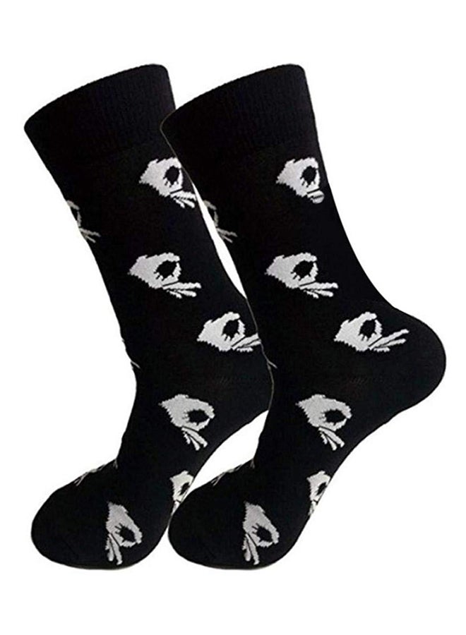 جوارب خرطوم قطنية أبيض/ أسود