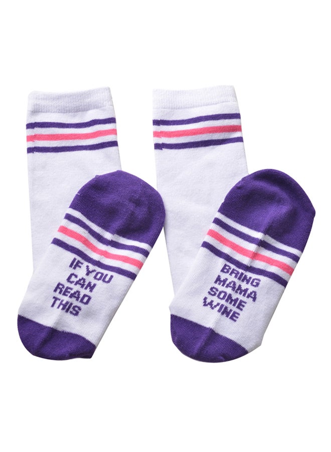 جوارب قطنية بتصميم مزين بحروف مطبوعة متعدد الألوان - Image 1