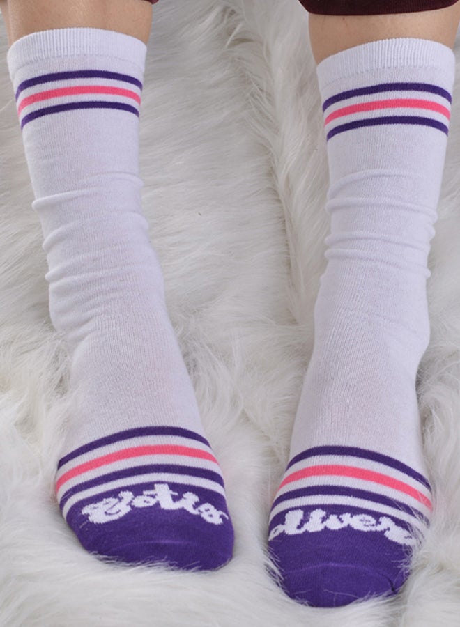 جوارب قطنية بتصميم مزين بحروف مطبوعة متعدد الألوان - Image 3