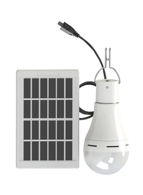 25-LED Solar Powered Energy Bulb With Hanging Hook White