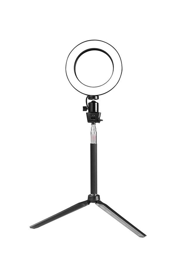 Generic - LED Ring Selfie Camera Lamp With Telescopic Tripod Stand Black - Image 1