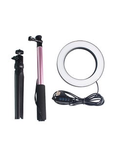 Generic 64-LED Ring Light Round Selfie Camera Lamp With Telescopic Tripod Holder Pink  - Image 2