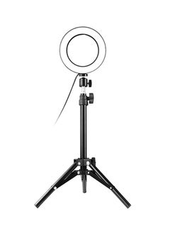 64-LED Ring Light Round Selfie Camera Lamp With Telescopic Tripod Holder Black