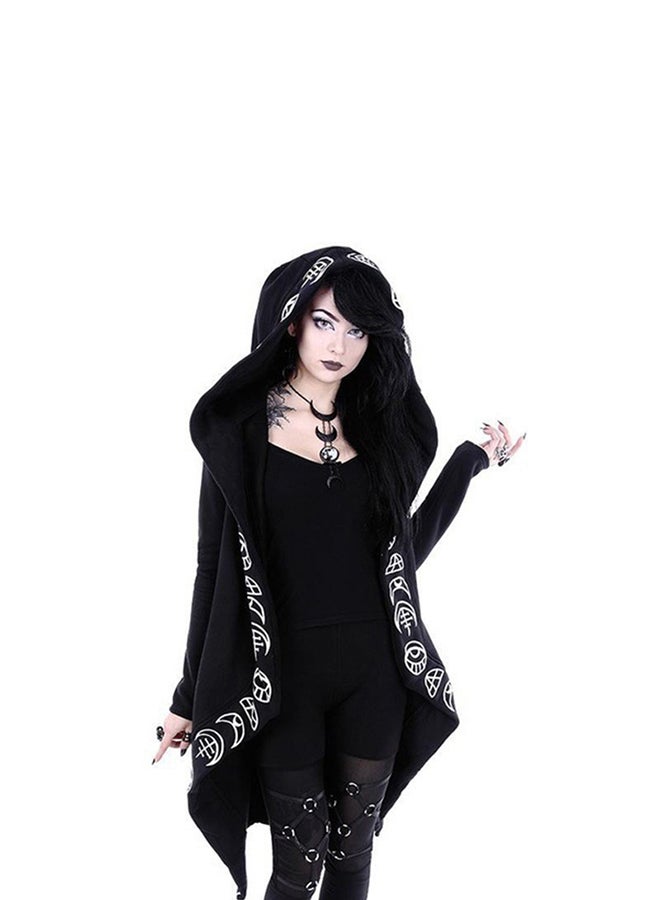 Hooded Long Sleeves Coat Black  - Image 2