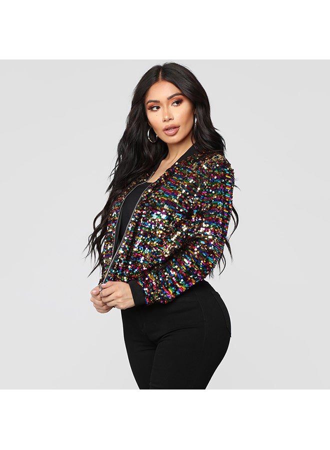 Zipper Bomber Jacket Multicolour - Image 3