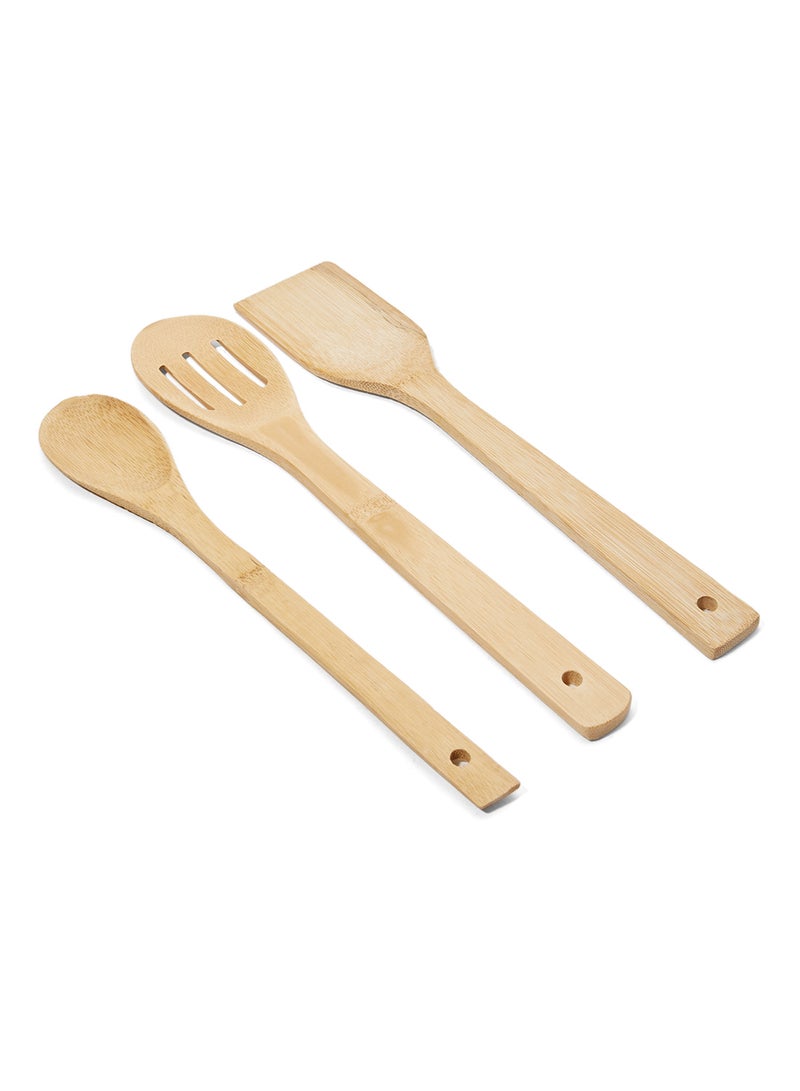 Goldedge 3-Piece Wooden Serving Spoon CTW16 Beige 0.5kg - Image 1