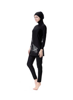 شاربدو طقم بوركيني بأكمام طويلة مكوّن من قطعتين أسود  - Image 3