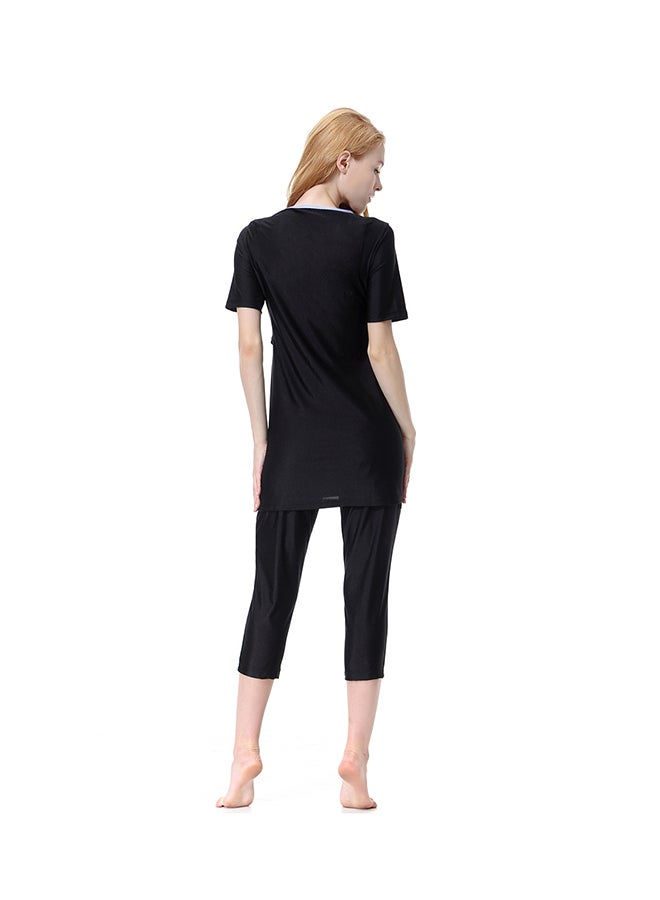 Sharpdo - 3-Piece Solid Pattern Burkini Set Black - Image 1