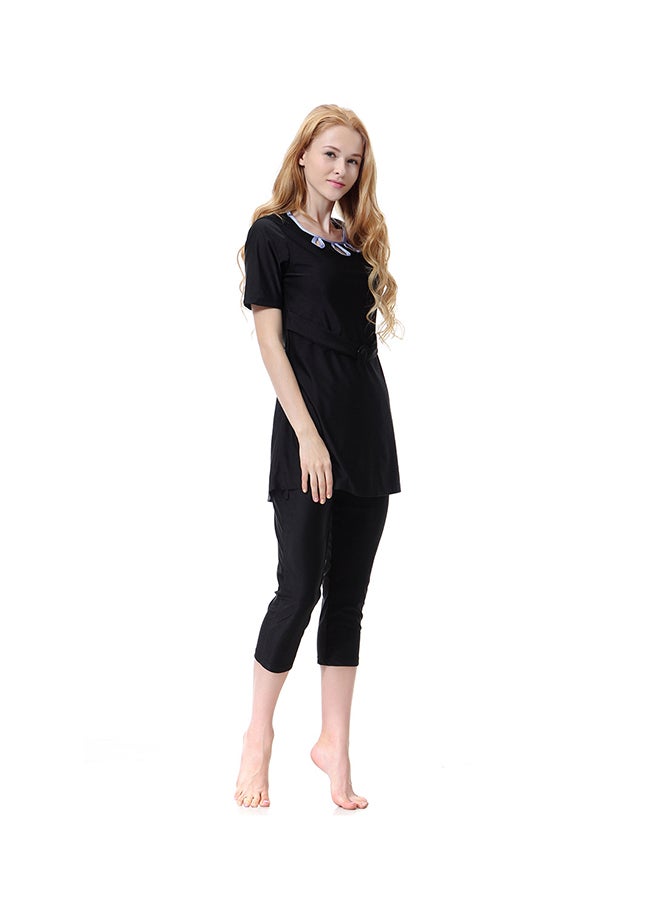 Sharpdo - 3-Piece Solid Pattern Burkini Set Black - Image 1