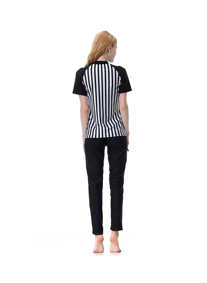 Sharpdo 3-Piece Stripe Pattern Burkini Set Black/White  - Image 2