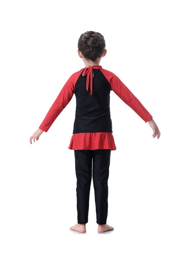 شاربدو بوركيني بأكمام طويلة بلونين أسود/ أحمر - Image 2