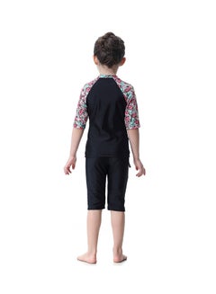 Sharpdo 3-Piece Flower Pattern Burkini Set Black/Pink/Blue  - Image 2