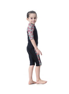 Sharpdo 3-Piece Flower Pattern Burkini Set Black/Pink/Blue  - Image 3
