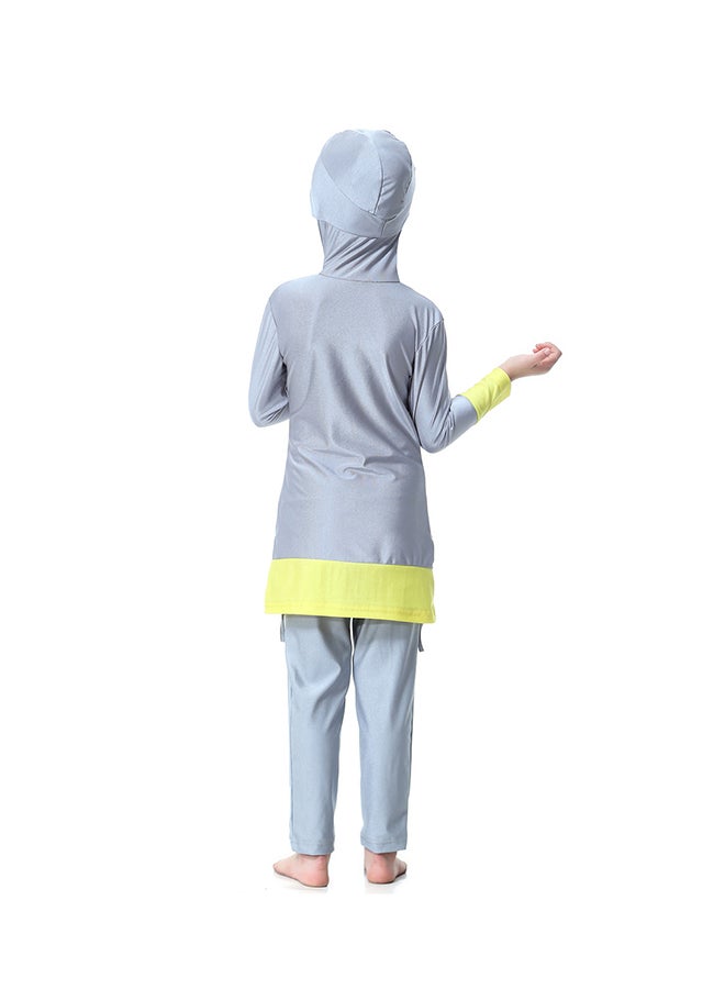 شاربدو طقم بوركيني للفتيات مكون من 3 قطع رمادي / أصفر - Image 2