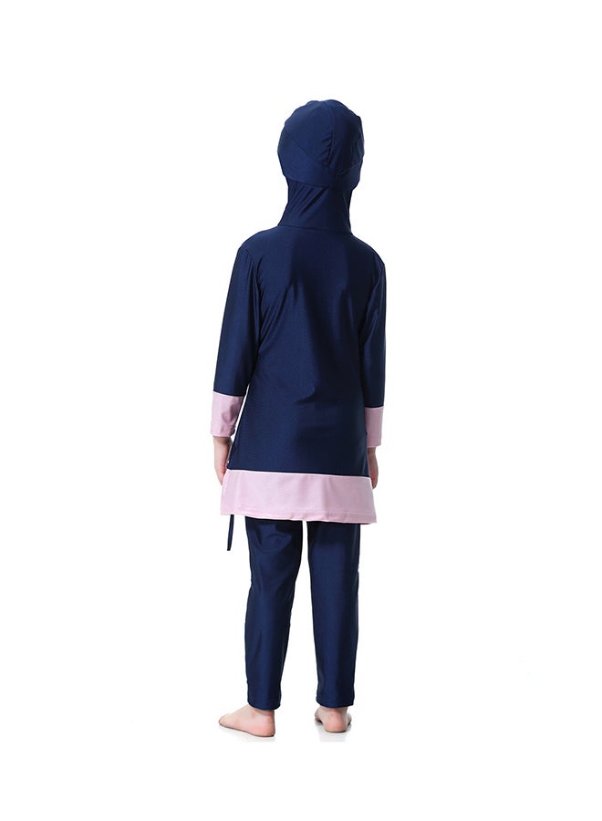 Sharpdo Girl's 3-Piece Burkini Set Navy Blue/Pink - Image 2