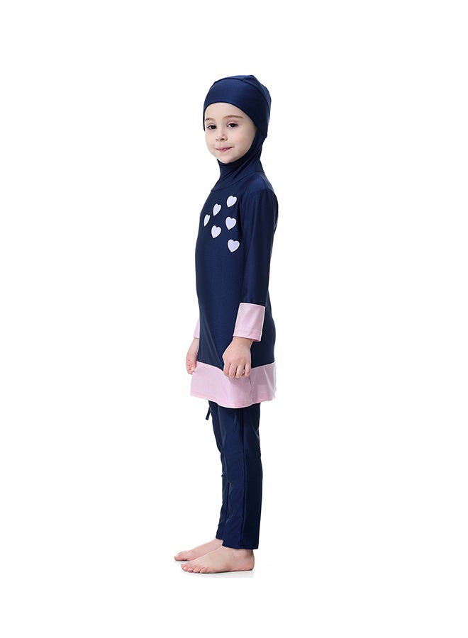 Sharpdo Girl's 3-Piece Burkini Set Navy Blue/Pink - Image 3