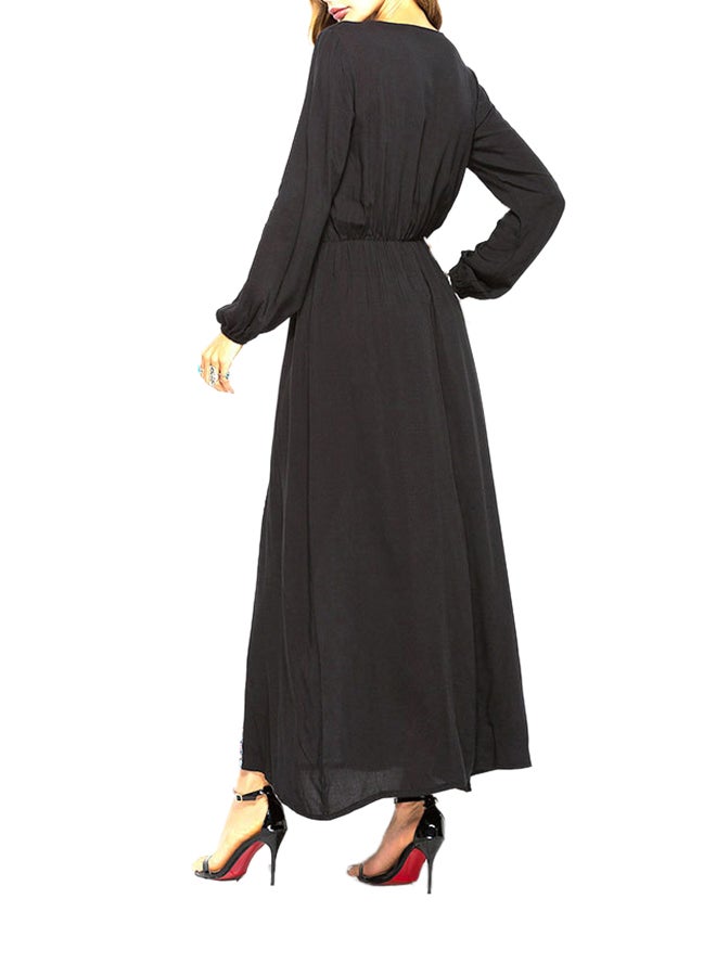 Causey Long Sleeve Round Neck Maxi Dress Black - Image 2