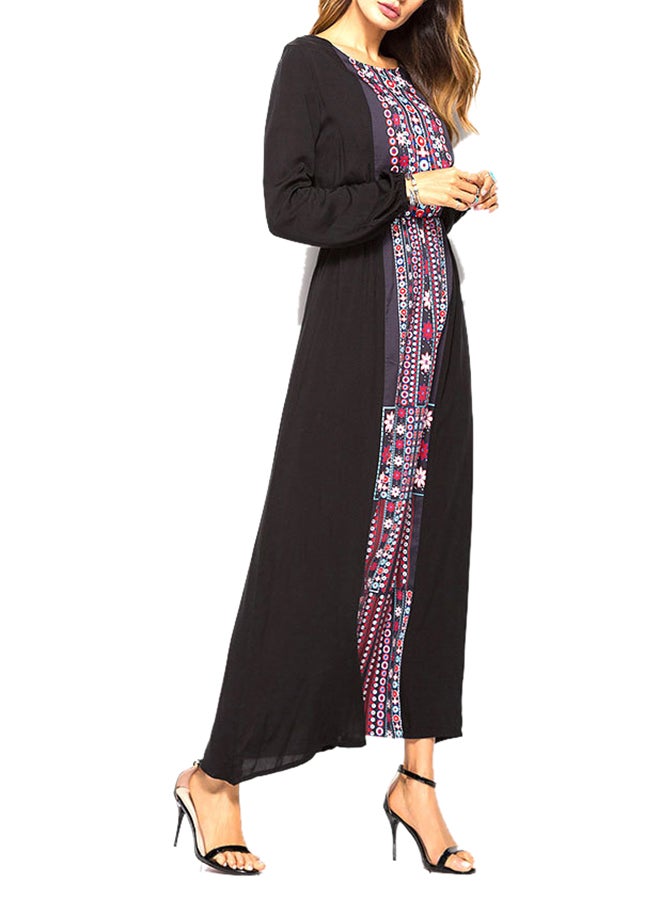 Causey Long Sleeve Round Neck Maxi Dress Black - Image 3