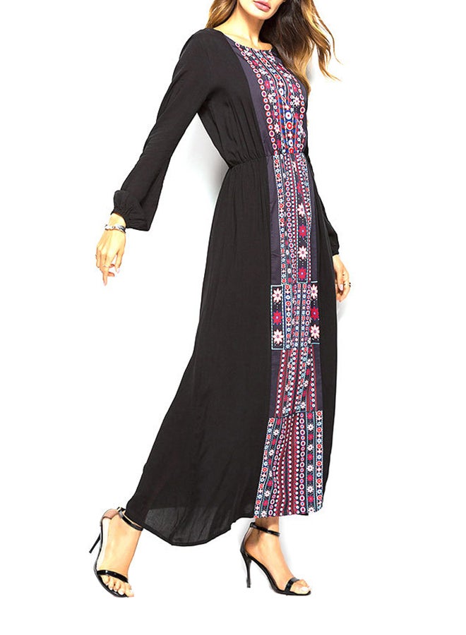 Causey Long Sleeve Round Neck Maxi Dress Black - Image 4