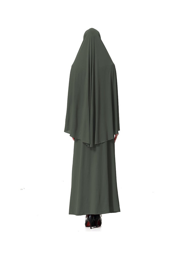 Sharpdo 2-Piece Thobe With Hijab Set Army Green - Image 2