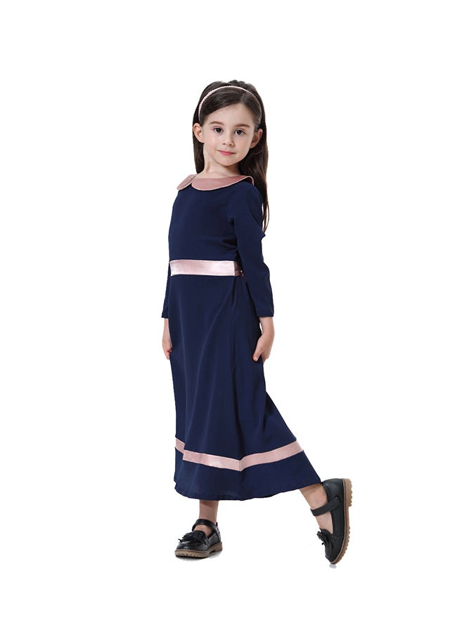 Sharpdo Long Sleeve A-Line Dress Navy Blue/Pink - Image 3