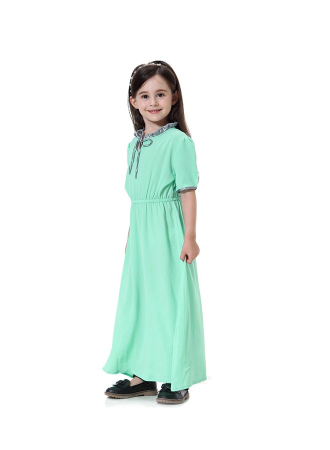 Sharpdo Short Sleeve Keyhole Maxi Dress Light Green - Image 3