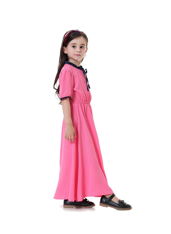 Sharpdo Short Sleeve Keyhole Maxi Dress Rose Red  - Image 3