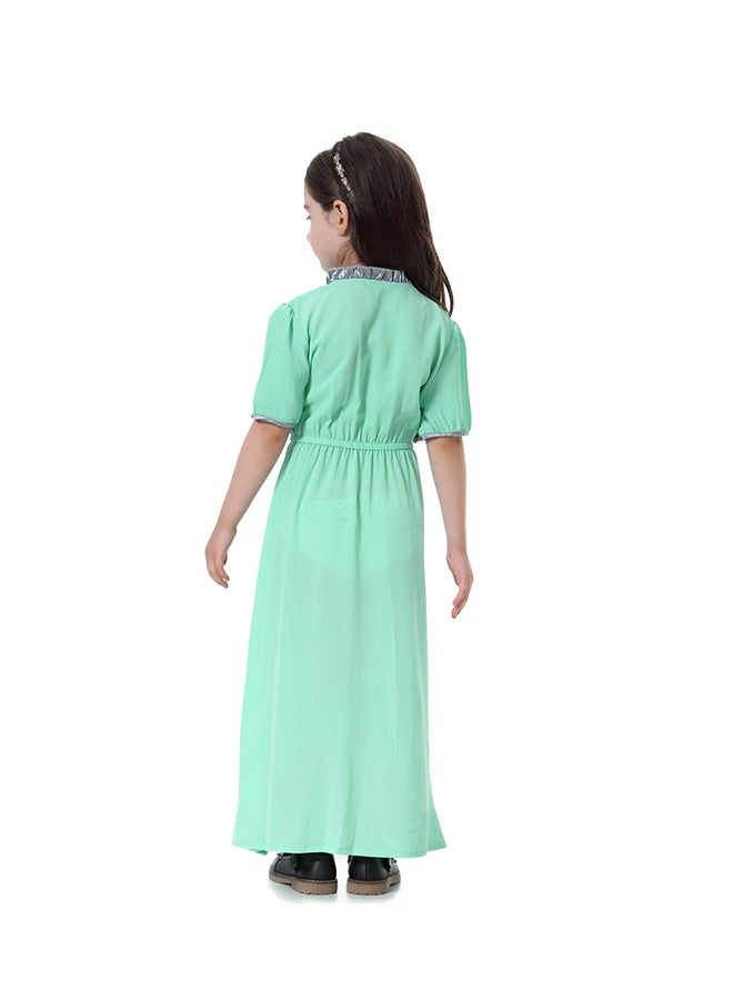 Sharpdo Short Sleeve Keyhole Maxi Dress Light Green - Image 2