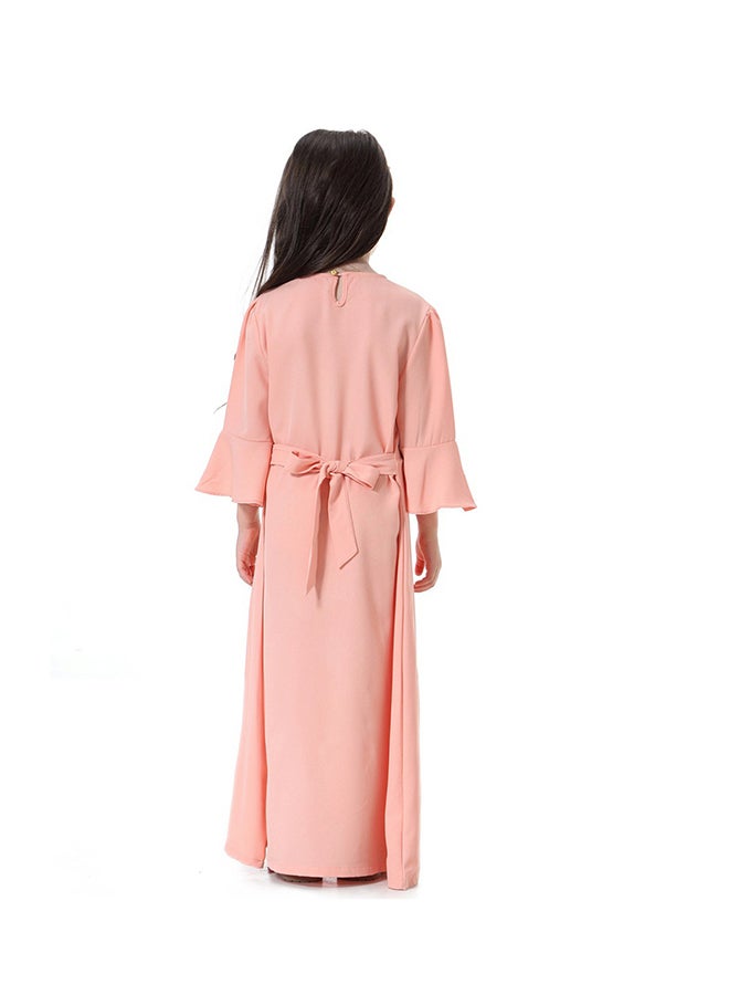 Sharpdo Round Neck Bell Sleeve Maxi Dress Peach  - Image 2
