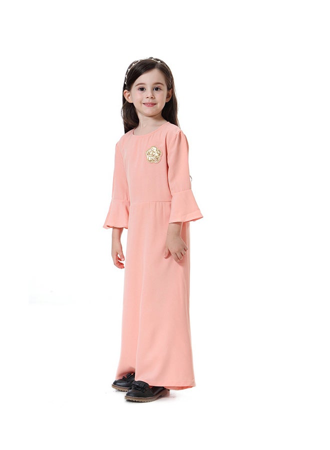 Sharpdo Round Neck Bell Sleeve Maxi Dress Peach  - Image 3