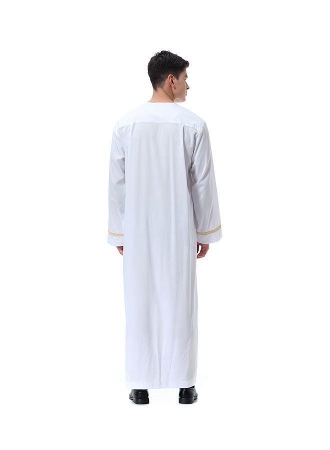 Sharpdo Round Neck Thobe Thawb Caftan White - Image 2
