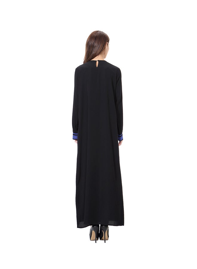 Sharpdo Round Neck Wool Peach Dress Black/Blue  - Image 2
