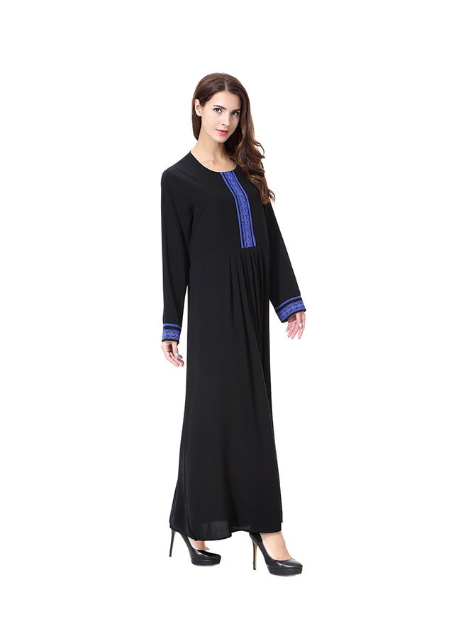 Sharpdo Round Neck Wool Peach Dress Black/Blue  - Image 3