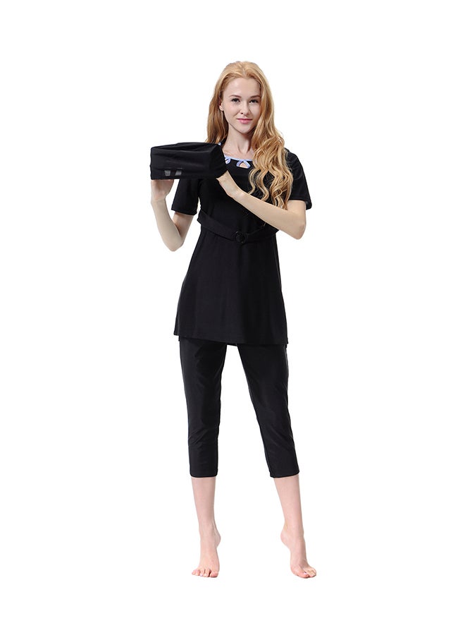 Sharpdo - 3-Piece Solid Pattern Burkini Set Black - Image 1