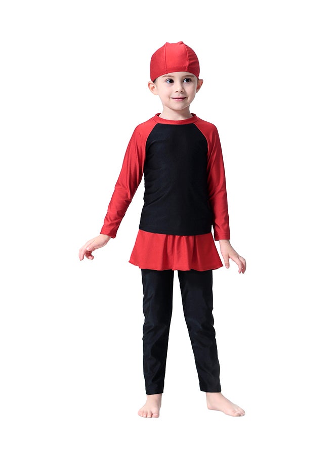 شاربدو بوركيني بأكمام طويلة بلونين أسود/ أحمر - Image 1