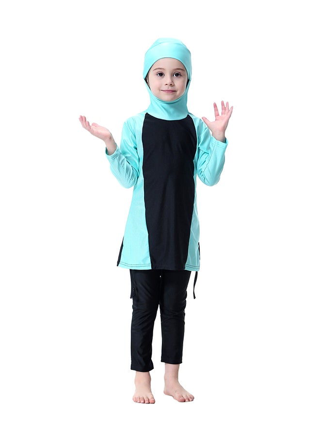 شاربدو طقم بوركيني بغطاء رأس مكون من قطعتين أزرق فاتح/أسود  - Image 1