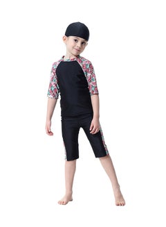 Sharpdo 3-Piece Flower Pattern Burkini Set Black/Pink/Blue  - Image 1