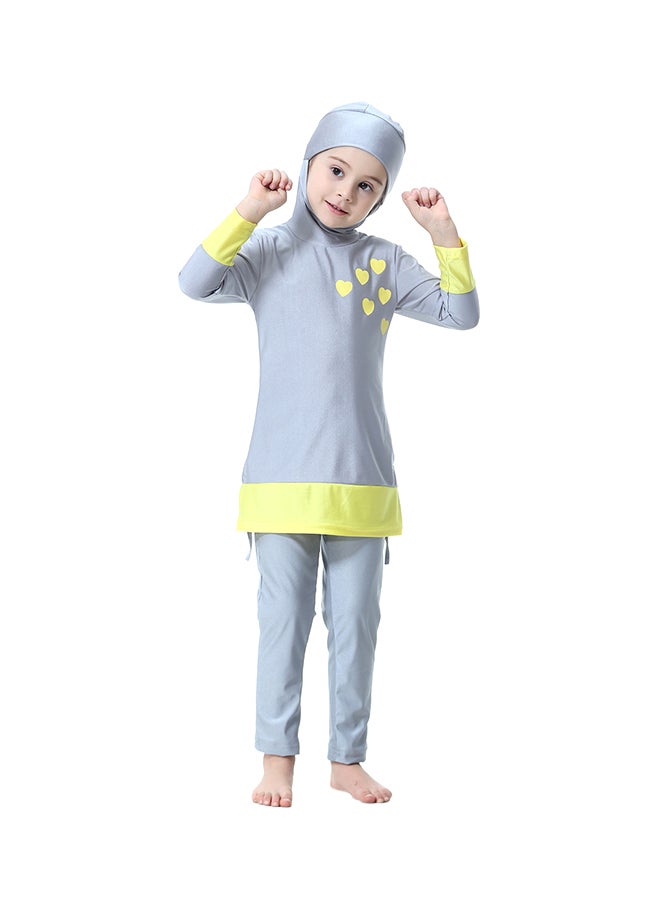 شاربدو طقم بوركيني للفتيات مكون من 3 قطع رمادي / أصفر - Image 1