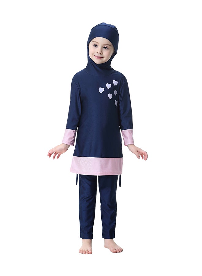 Sharpdo Girl's 3-Piece Burkini Set Navy Blue/Pink - Image 1