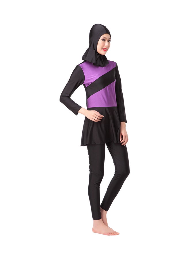 شاربدو بوركيني بأكمام طويلة بلونين أسود/بنفسجي  - Image 1