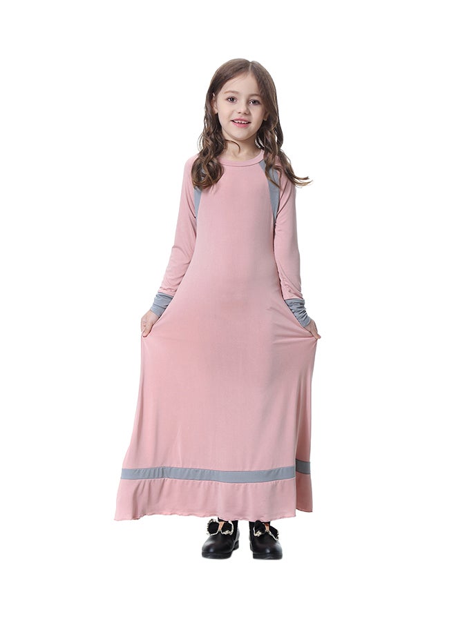 Sharpdo Round Neck Maxi Dress Pink/Grey  - Image 1