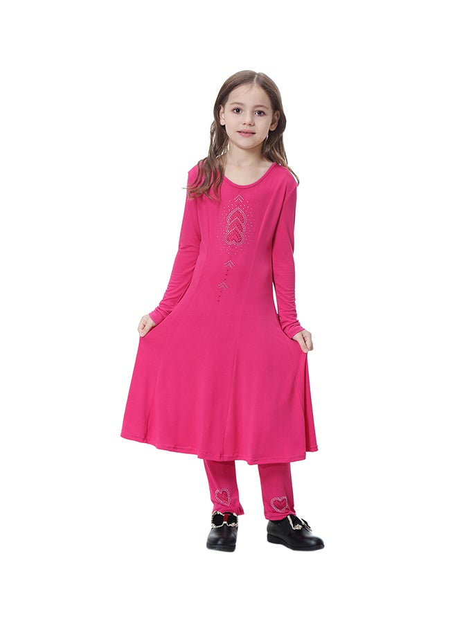 Sharpdo Solid Pattern Round Neck Dress Pink  - Image 1