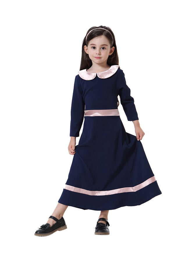 Sharpdo Long Sleeve A-Line Dress Navy Blue/Pink - Image 1