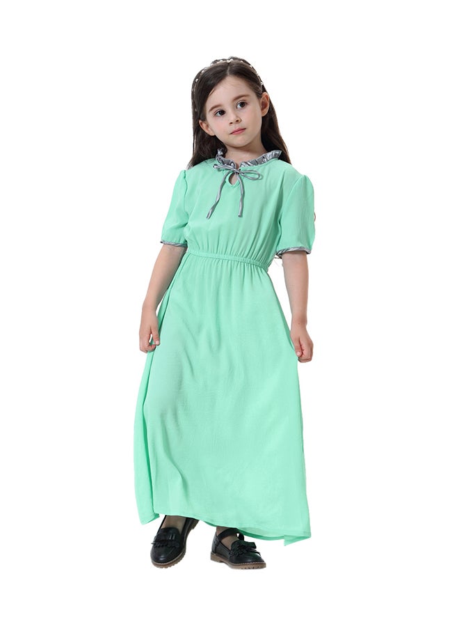 Sharpdo Short Sleeve Keyhole Maxi Dress Light Green - Image 1