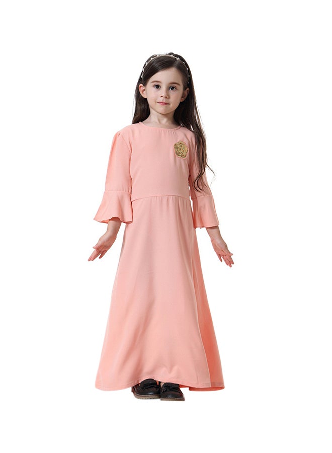 Sharpdo Round Neck Bell Sleeve Maxi Dress Peach  - Image 1