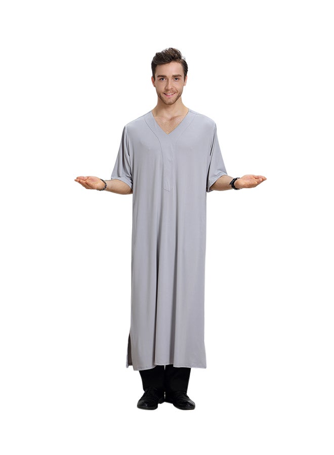 شاربدو قفطان برقبة على شكل حرف V رمادي - Image 1