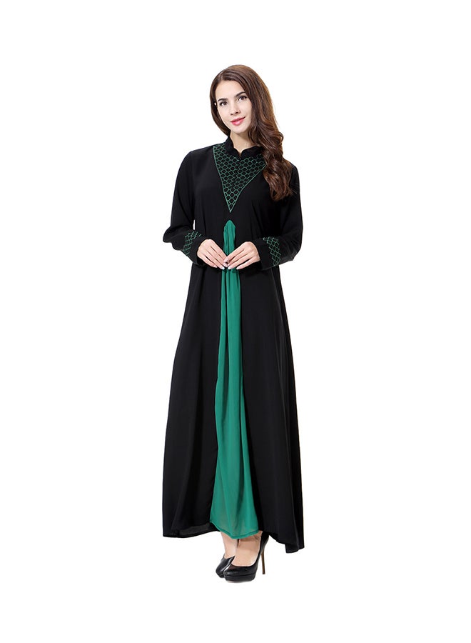 Sharpdo Wool Peach Maxi Dress Black/Green  - Image 1