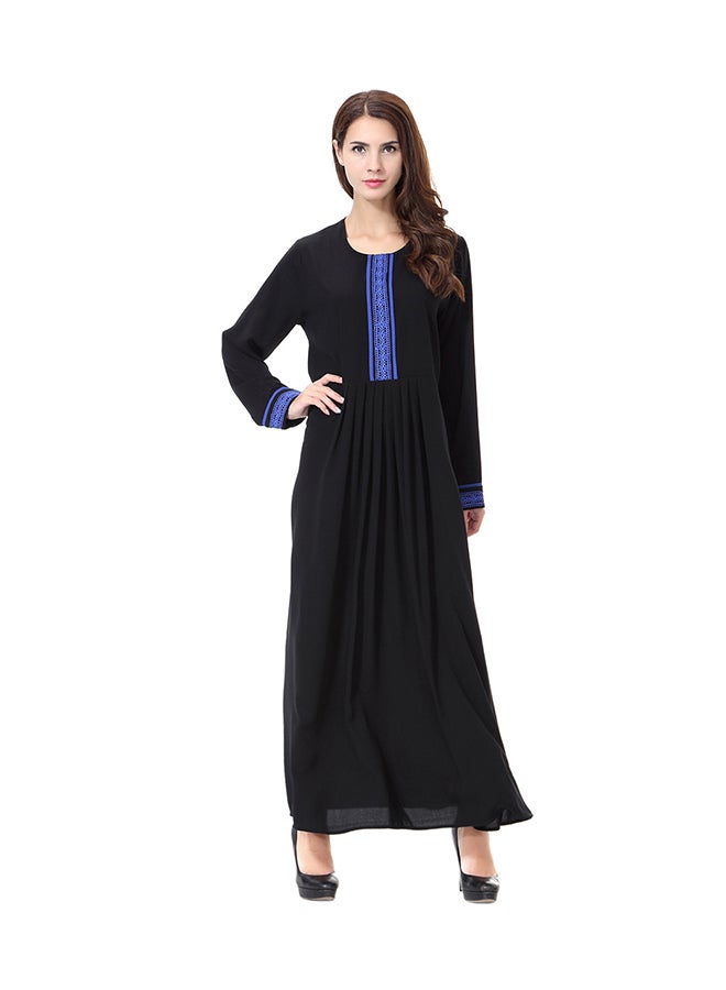 Sharpdo Round Neck Wool Peach Dress Black/Blue  - Image 1