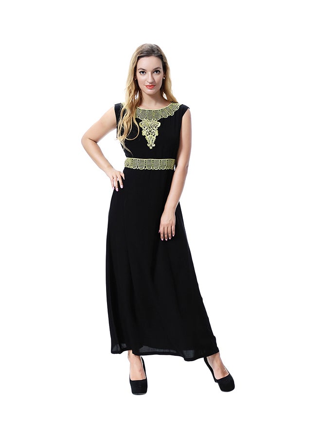 Sharpdo Round Neck Sleeveless Wool Peach Dress Black - Image 1