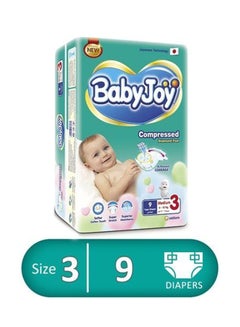 BabyJoy Baby Joy Compressed Medium Diapers Size 3(6-12 Kg), 9 Count  - Image 2